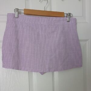 Free People Lavender And White  Gingham Skort